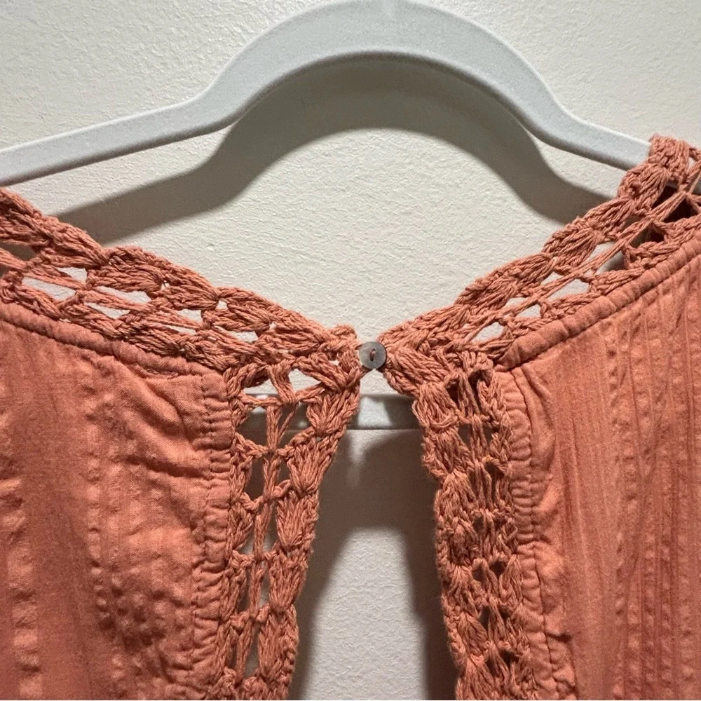 Free People Dusty Rose Crochet Peasant Crop Top